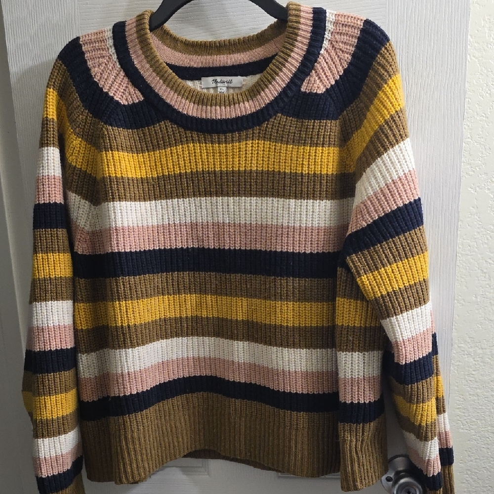 Madewell Striped Tilden Pullover Sweater Size XL